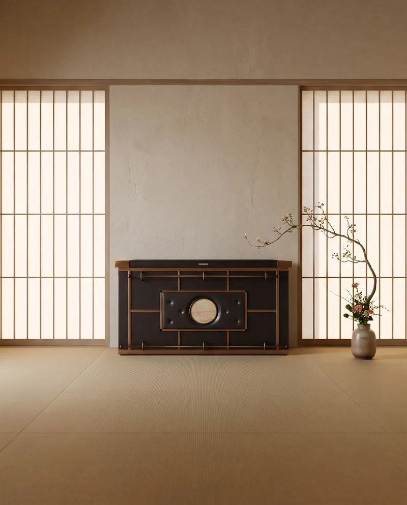 The cabinet in a quiet room with paper screens
