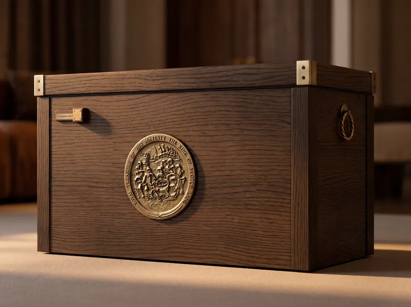 The Treasure Chest Vintage, closed, on a plain floor